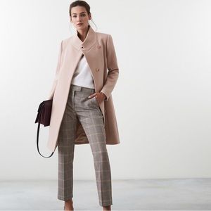 Reiss Mabel Single Breasted Longline Coat - Soft Pink